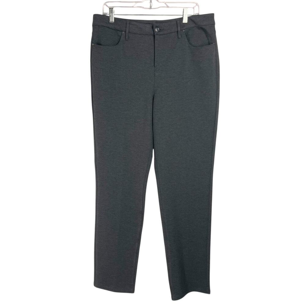 Chico's Women's Size 2R/12R Gray High-Rise Straight-Leg Stretch Ponte Pant